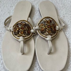 Tory Burch Jewelled Millar Nappa Leather Sandal size 8